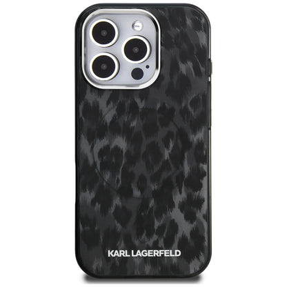 Custodia MagSafe per Apple iPhone 16 Pro Max, Karl Lagerfeld, IML Leopard Pattern, Nera