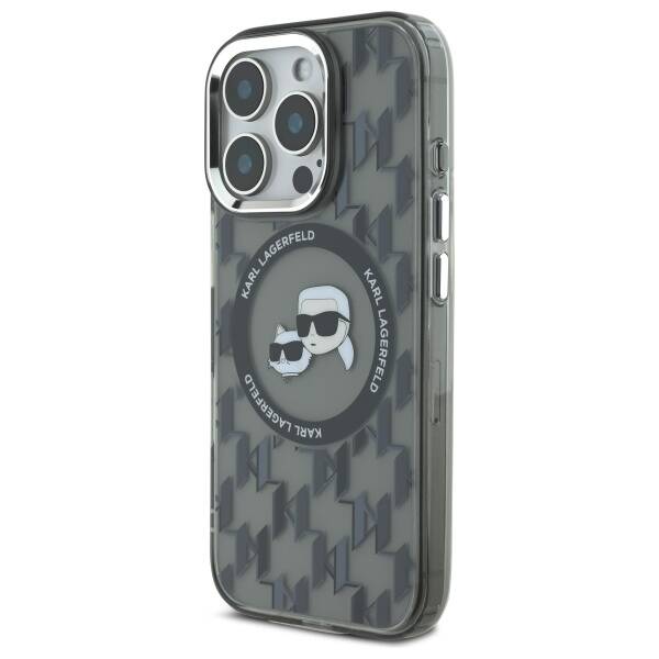 MagSafe Case for Apple iPhone 16 Pro Max, Karl Lagerfeld, IML Monogram Karl & Choupette's Heads, Black