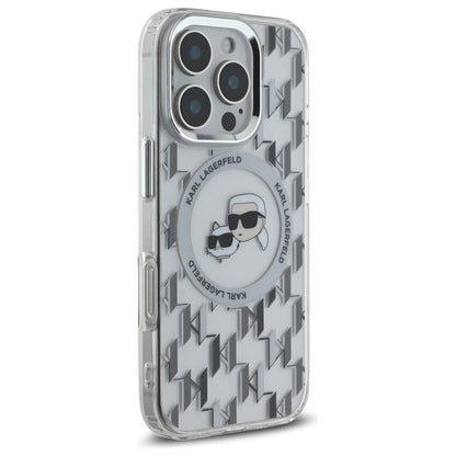 MagSafe Case for Apple iPhone 16 Pro Max, Karl Lagerfeld, IML Monogram Karl & Choupette's Heads, Transparent