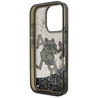 Custodia MagSafe per Apple iPhone 16 Pro Max, Karl Lagerfeld, Liquid Glitter Choupette Logo, Nera