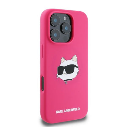 Custodia MagSafe per Apple iPhone 16 Pro Max, Karl Lagerfeld, Silicone Choupette's Head, Fucsia