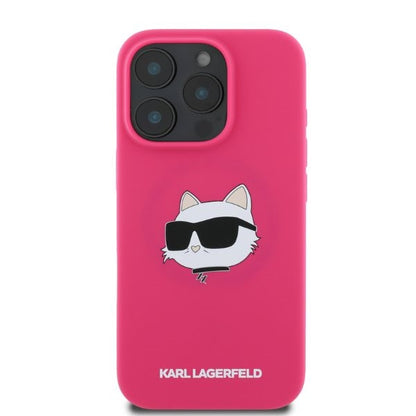 Custodia MagSafe per Apple iPhone 16 Pro Max, Karl Lagerfeld, Silicone Choupette's Head, Fucsia