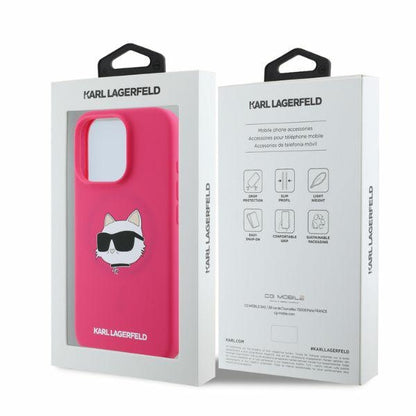 Custodia MagSafe per Apple iPhone 16 Pro Max, Karl Lagerfeld, Silicone Choupette's Head, Fucsia