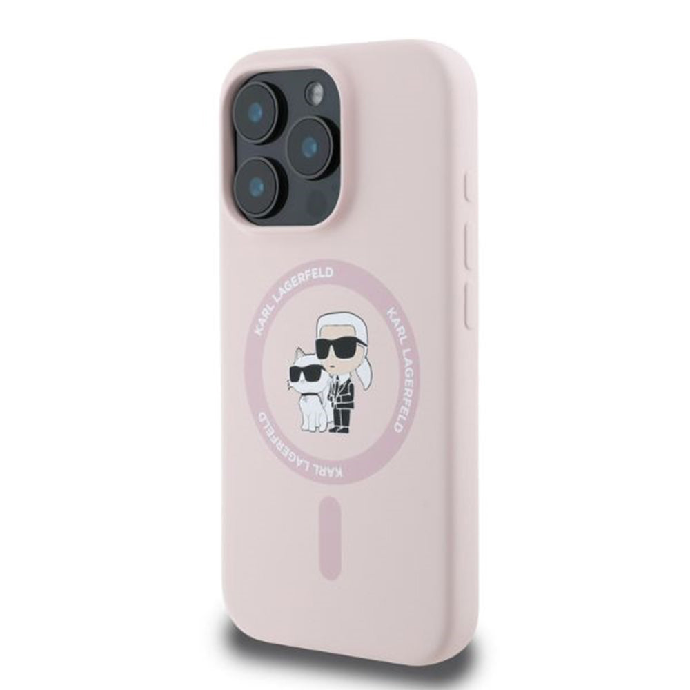 MagSafe Case for Apple iPhone 16 Pro Max, Karl Lagerfeld, Silicone Ring Karl & Choupette, Pink