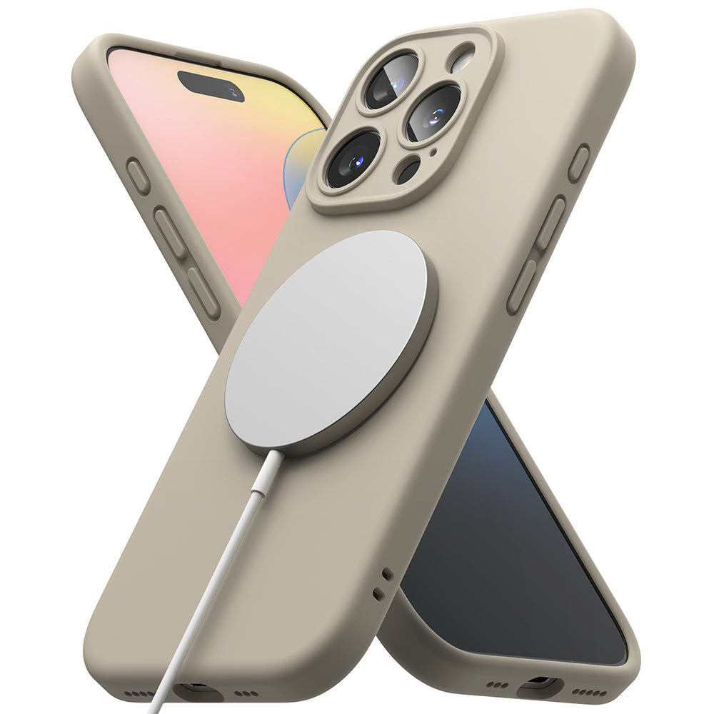 Custodia MagSafe per Apple iPhone 16 Pro Max, Ringke, Silicone, Crema
