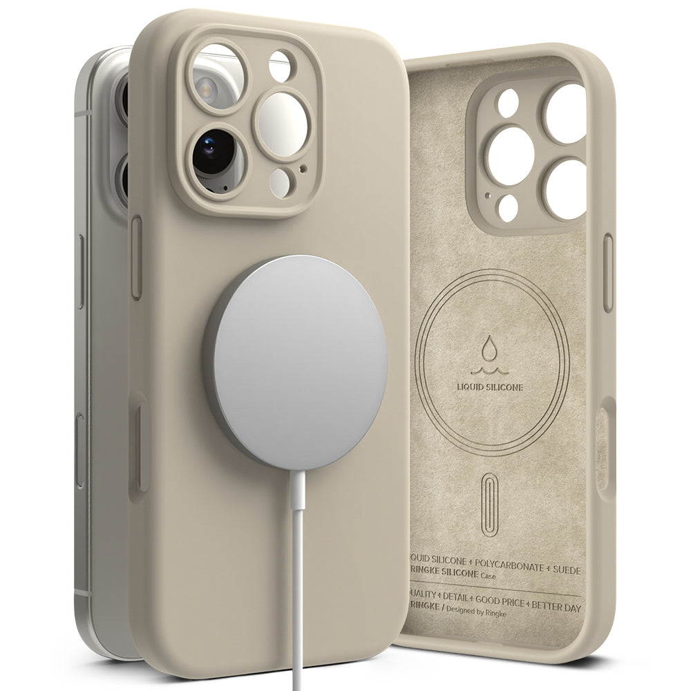 Custodia MagSafe per Apple iPhone 16 Pro Max, Ringke, Silicone, Crema