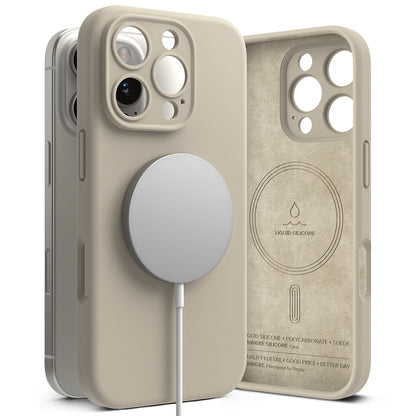 Custodia MagSafe per Apple iPhone 16 Pro Max, Ringke, Silicone, Crema
