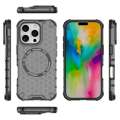 Custodia MagSafe per Apple iPhone 16 Pro Max, Techsuit, HoneyComb Shield, Nera