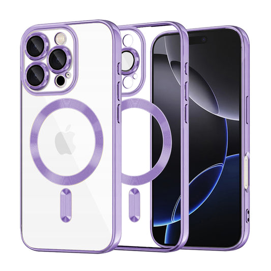 Custodia MagSafe per Apple iPhone 16 Pro Max, Techsuit, Luxury Crystal, Viola Chiaro