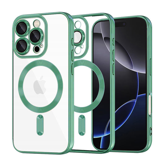 Custodia MagSafe per Apple iPhone 16 Pro Max, Techsuit, Luxury Crystal, Verde Chiaro