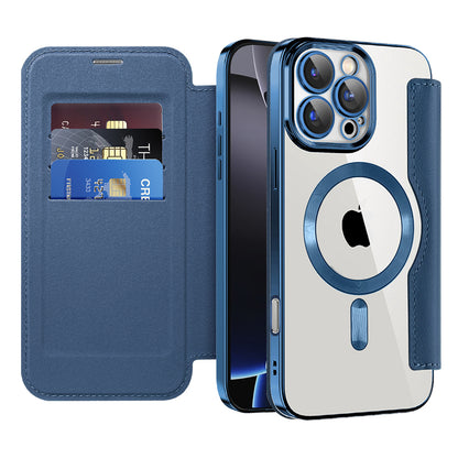 Custodia MagSafe per Apple iPhone 16 Pro Max, Techsuit, SmartMag Book, Blu
