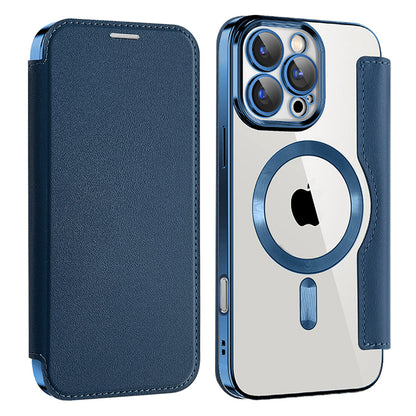 Custodia MagSafe per Apple iPhone 16 Pro Max, Techsuit, SmartMag Book, Blu