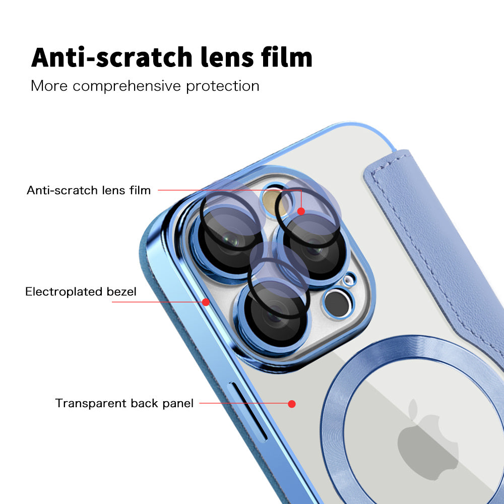 Custodia MagSafe per Apple iPhone 16 Pro Max, Techsuit, SmartMag Book, Blu