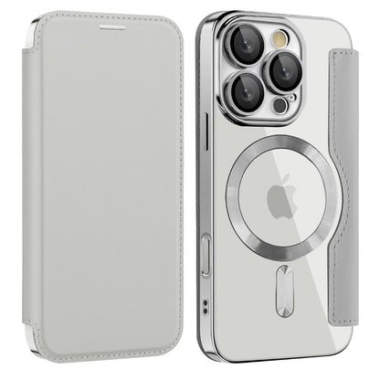 Custodia MagSafe per Apple iPhone 16 Pro Max, Techsuit, SmartMag Book, Grigio