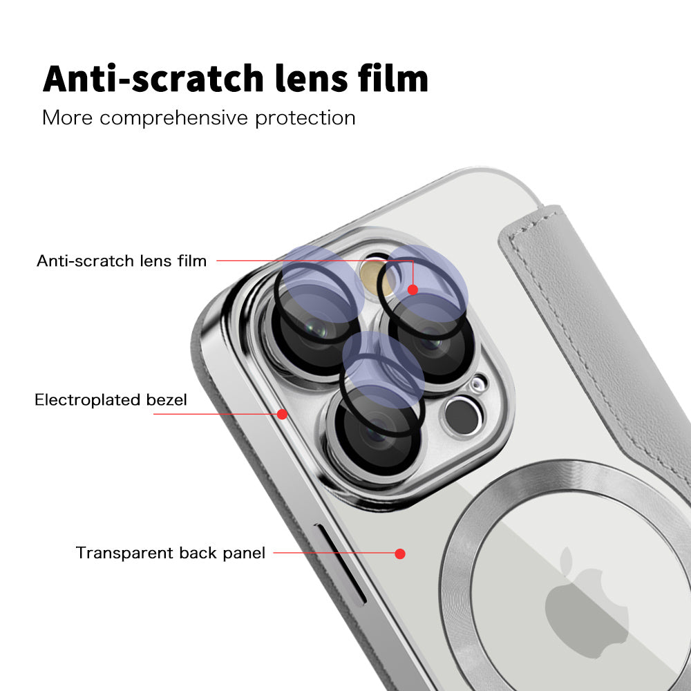 Custodia MagSafe per Apple iPhone 16 Pro Max, Techsuit, SmartMag Book, Grigio