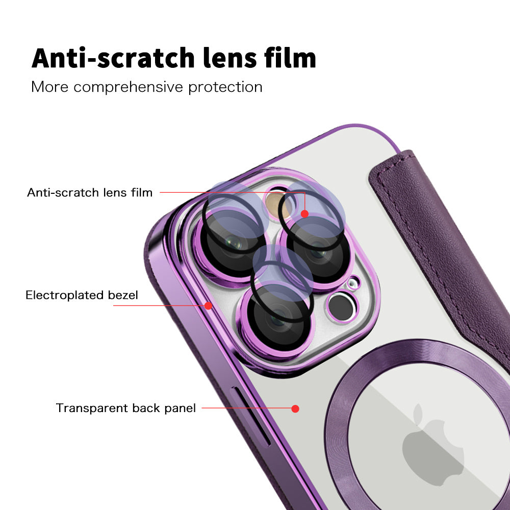 Custodia MagSafe per Apple iPhone 16 Pro Max, Techsuit, SmartMag Book, Viola