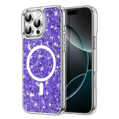 Custodia MagSafe per Apple iPhone 16 Pro Max, Techsuit, Sparkly Glitter, Viola