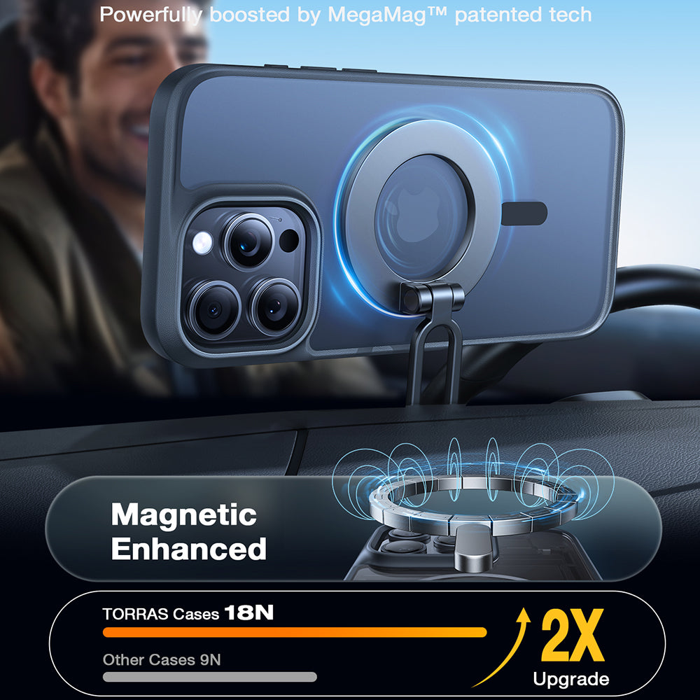 Custodia MagSafe per Apple iPhone 16 Pro Max, Torras, Guardian, Nera