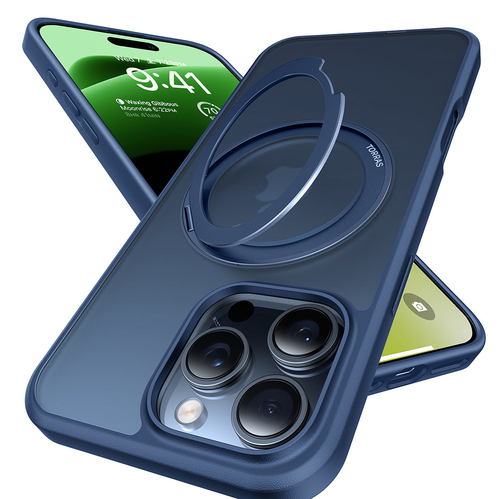 Custodia MagSafe per Apple iPhone 16 Pro Max, Torras, Ostand Pro, Blu navy
