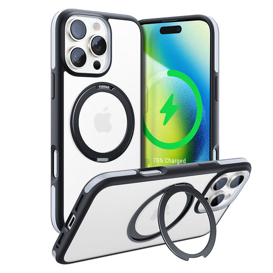Custodia MagSafe per Apple iPhone 16 Pro Max, Torras, Ostand R Fusion, Nera