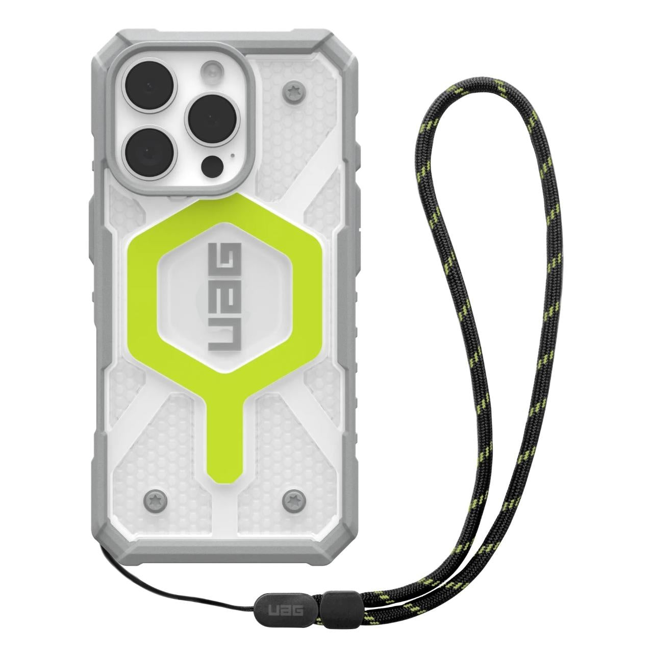 Custodia MagSafe per Apple iPhone 16 Pro Max, Urban Armor Gear, Pathfinder Clear con Cordino, Verde