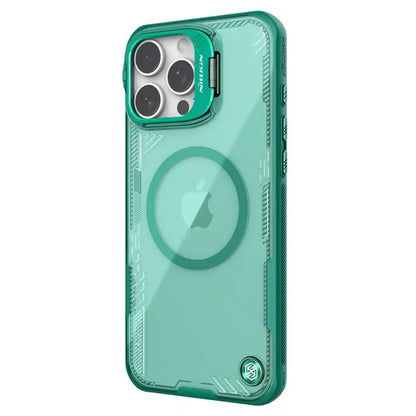 Custodia MagSafe per Apple iPhone 16 Pro, Nillkin, Iceblade Prop (con ritaglio per fotocamera), Verde