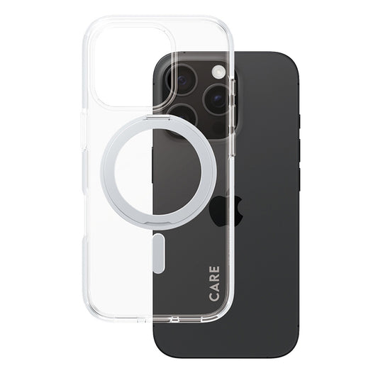 Custodia MagSafe per Apple iPhone 16 Pro, PanzerGlass, con Supporto Kickstand, Trasparente Argentata