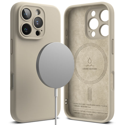 Custodia MagSafe per Apple iPhone 16 Pro, Ringke, Silicone, Crema