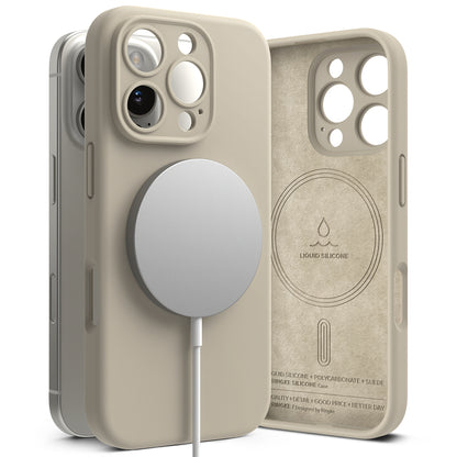 Custodia MagSafe per Apple iPhone 16 Pro, Ringke, Silicone, Crema