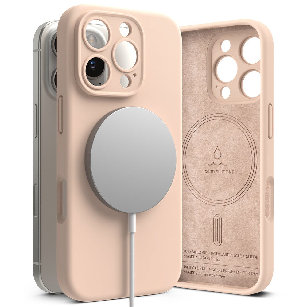 Custodia MagSafe per Apple iPhone 16 Pro, Ringke, Silicone, Rosa