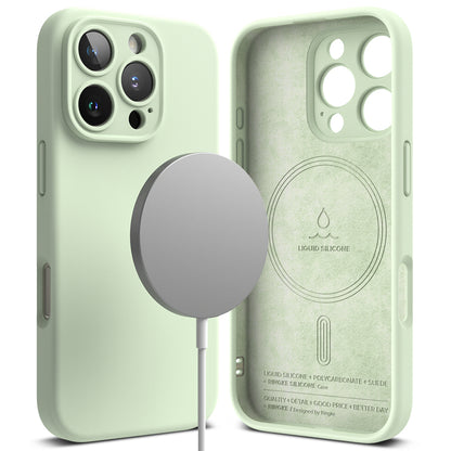 Custodia MagSafe per Apple iPhone 16 Pro, Ringke, Silicone, Verde Chiaro