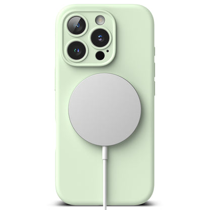 Custodia MagSafe per Apple iPhone 16 Pro, Ringke, Silicone, Verde Chiaro