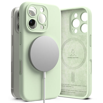 Custodia MagSafe per Apple iPhone 16 Pro, Ringke, Silicone, Verde Chiaro