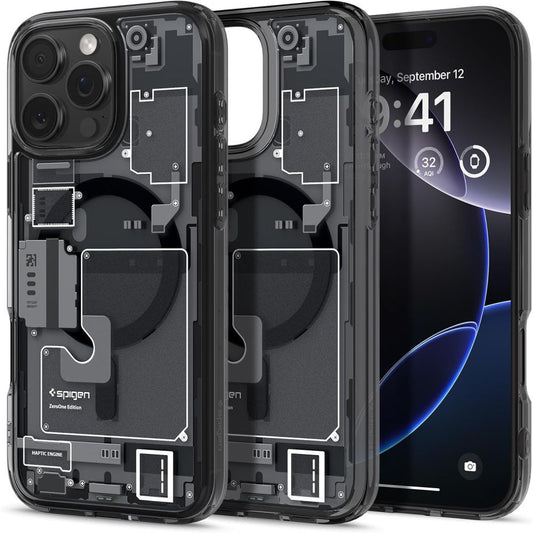 Custodia MagSafe per Apple iPhone 16 Pro, Spigen, Ultra Hybrid Zero One, Nero Opaco ACS08135