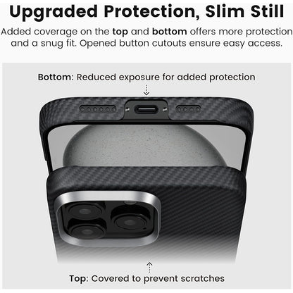 Custodia MagSafe per Apple iPhone 16 Pro, Techsuit, Fibra di Aramide, Nera