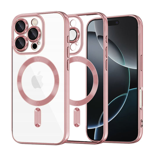Custodia MagSafe per Apple iPhone 16 Pro, Techsuit, Luxury Crystal, Rosa