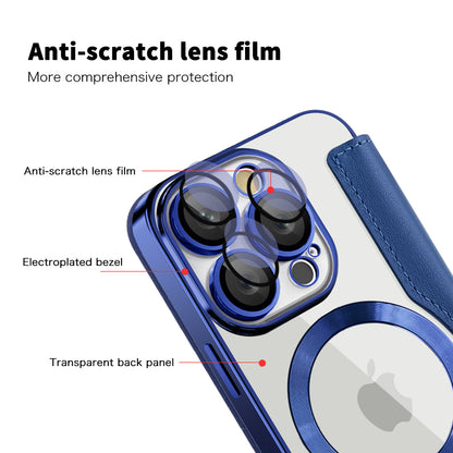 Custodia MagSafe per Apple iPhone 16 Pro, Techsuit, SmartMag Book, Blu