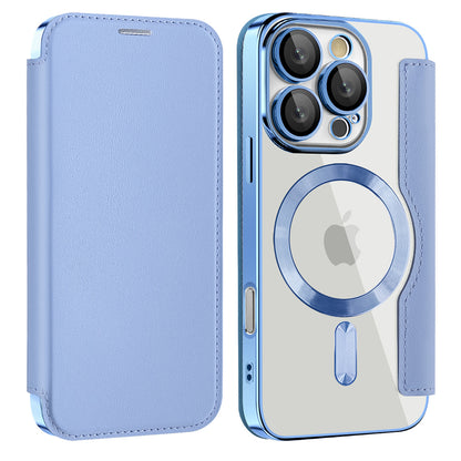 Custodia MagSafe per Apple iPhone 16 Pro, Techsuit, SmartMag Book, Blu