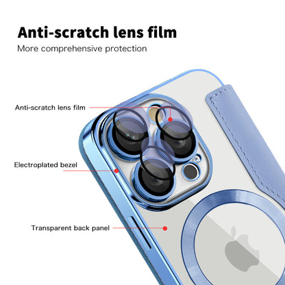 Custodia MagSafe per Apple iPhone 16 Pro, Techsuit, SmartMag Book, Blu