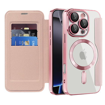 Custodia MagSafe per Apple iPhone 16 Pro, Techsuit, SmartMag Book, Rosa
