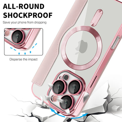Custodia MagSafe per Apple iPhone 16 Pro, Techsuit, SmartMag Book, Rosa