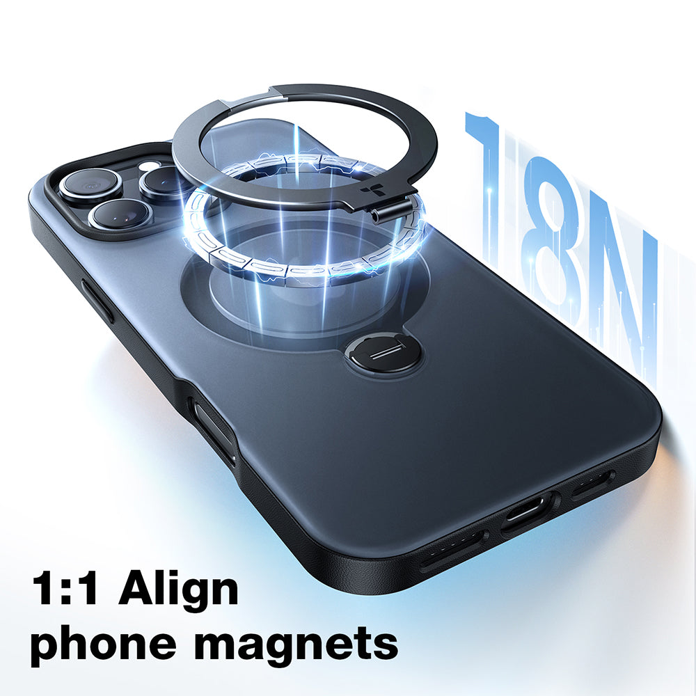 Custodia MagSafe per Apple iPhone 16 Pro, Torras, Ostand Spin, Trasparente