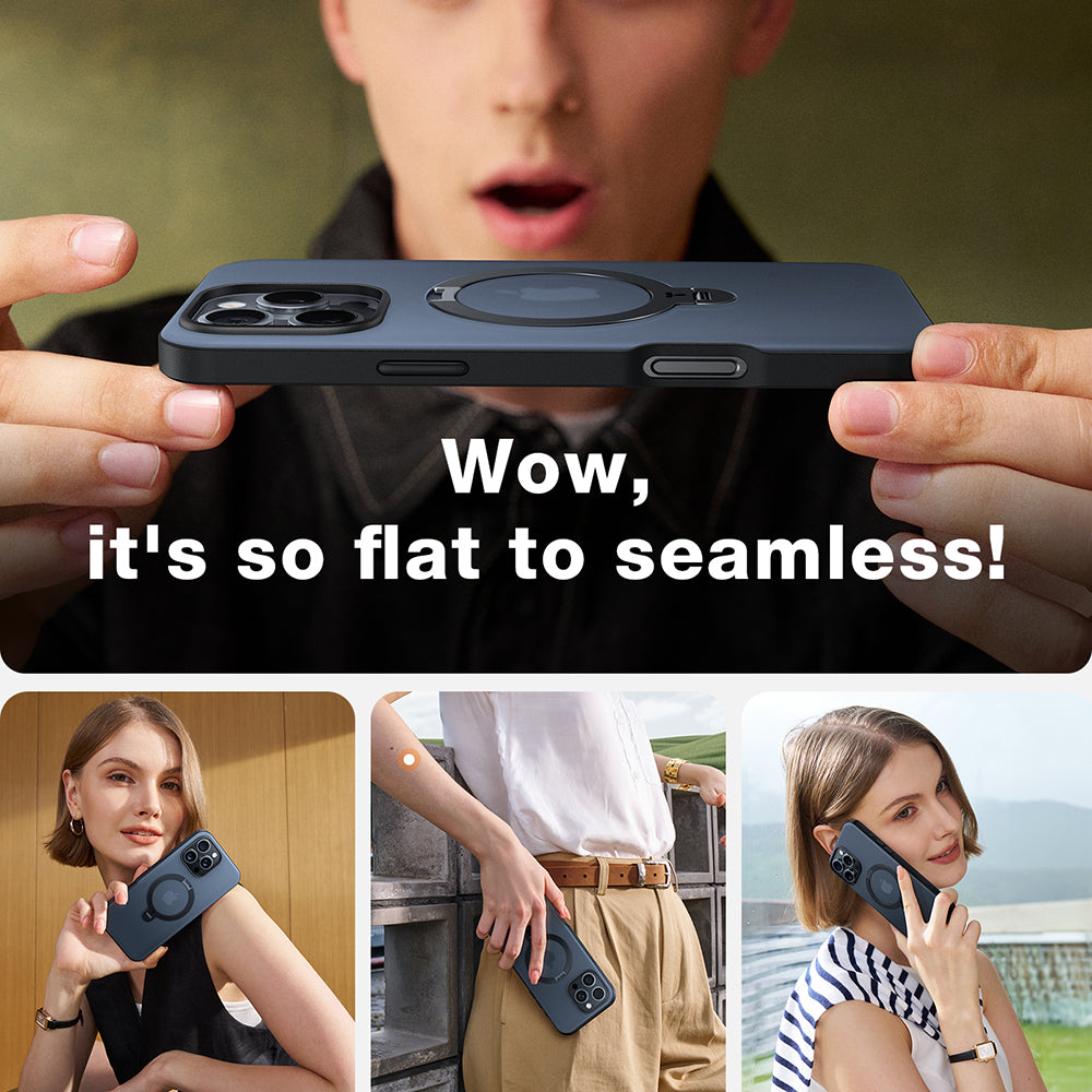 Custodia MagSafe per Apple iPhone 16 Pro, Torras, Ostand Spin, Trasparente