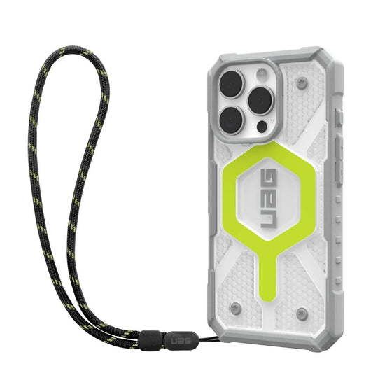 Custodia MagSafe per Apple iPhone 16 Pro, Urban Armor Gear, Pathfinder Clear con Cordino, Verde