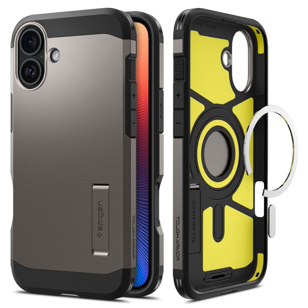 Custodia MagSafe per Apple iPhone 16, Spigen, Tough Armor, Grigio