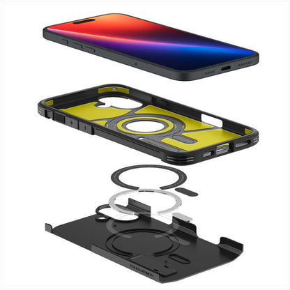 Custodia MagSafe per Apple iPhone 16, Spigen, Tough Armor, Nera ACS08216