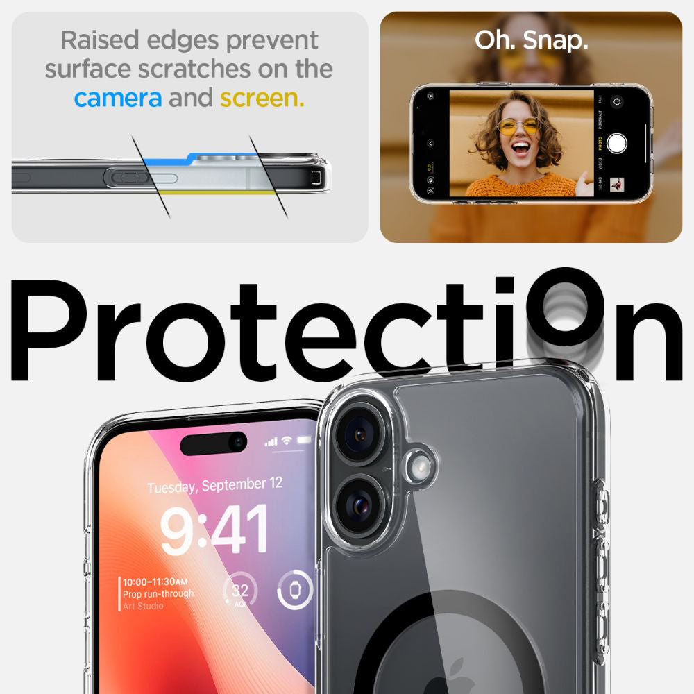 MagSafe Case for Apple iPhone 16, Spigen, Ultra Hybrid, Black ACS08206