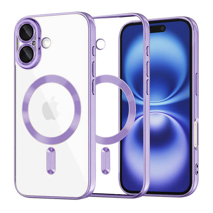Custodia MagSafe per Apple iPhone 16, Techsuit, Luxury Crystal, Viola Chiaro