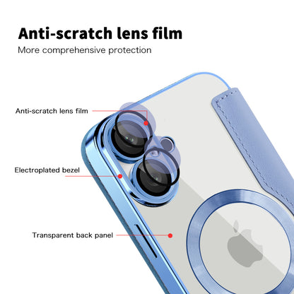 Custodia MagSafe per Apple iPhone 16, Techsuit, SmartMag Book, Blu