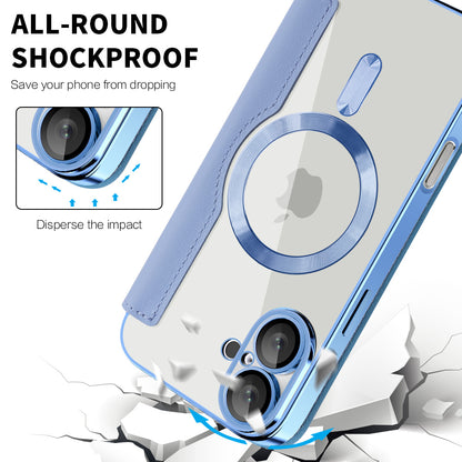 Custodia MagSafe per Apple iPhone 16, Techsuit, SmartMag Book, Blu
